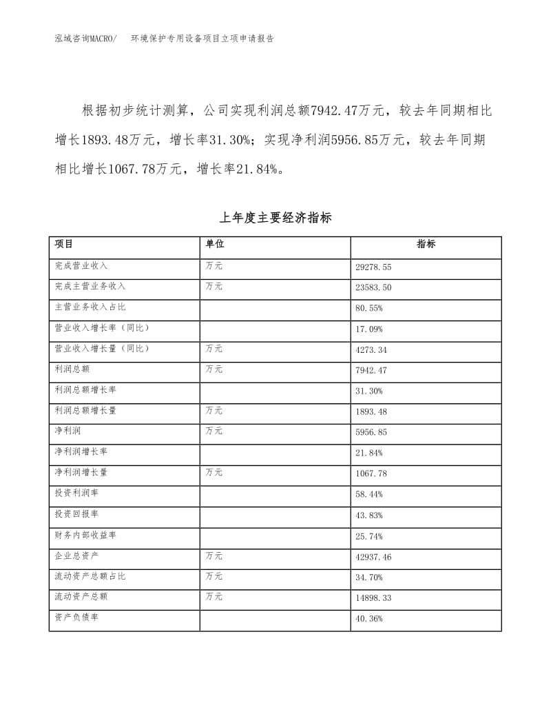 環(huán)境保護(hù)專用設(shè)備項目立項申請報告